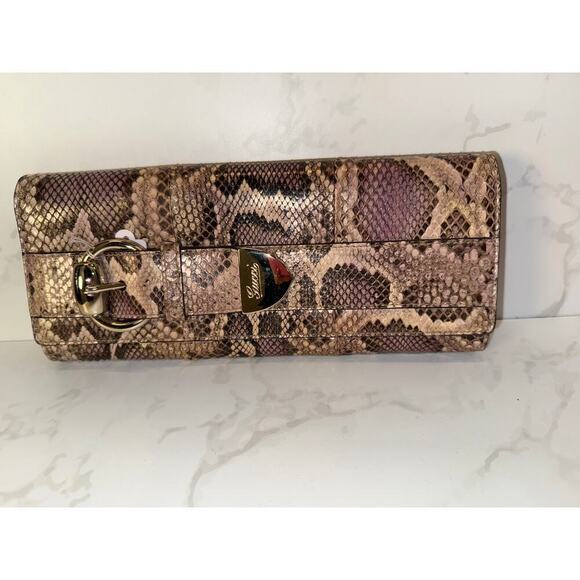 Gucci Python Continental Wallet with Horsebit Detail - Picture 1 of 9